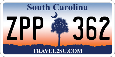 SC license plate ZPP362