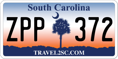 SC license plate ZPP372