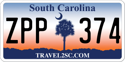 SC license plate ZPP374