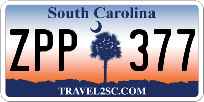 SC license plate ZPP377
