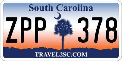 SC license plate ZPP378