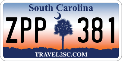 SC license plate ZPP381