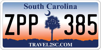 SC license plate ZPP385