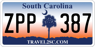 SC license plate ZPP387