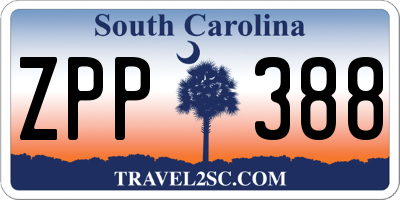SC license plate ZPP388