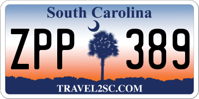 SC license plate ZPP389