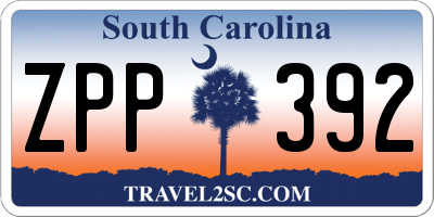 SC license plate ZPP392