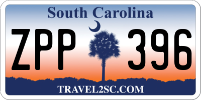SC license plate ZPP396