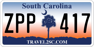 SC license plate ZPP417