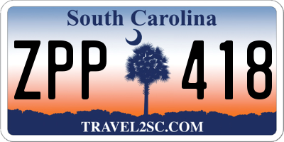 SC license plate ZPP418