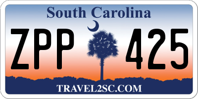 SC license plate ZPP425