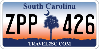 SC license plate ZPP426