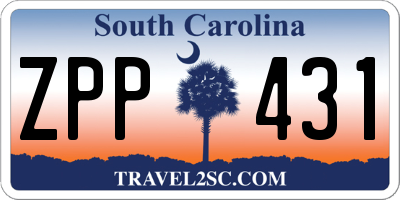 SC license plate ZPP431