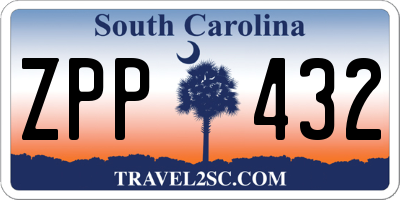 SC license plate ZPP432