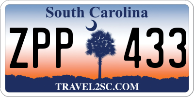 SC license plate ZPP433