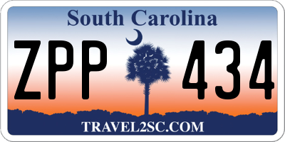 SC license plate ZPP434