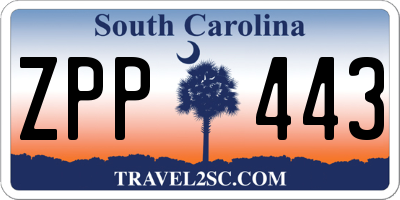 SC license plate ZPP443