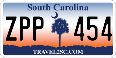 SC license plate ZPP454