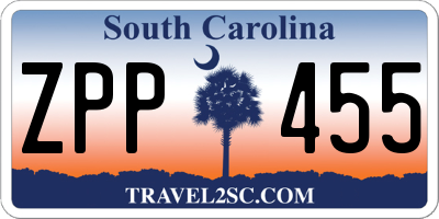 SC license plate ZPP455