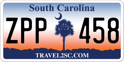 SC license plate ZPP458