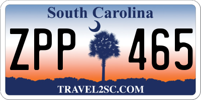 SC license plate ZPP465