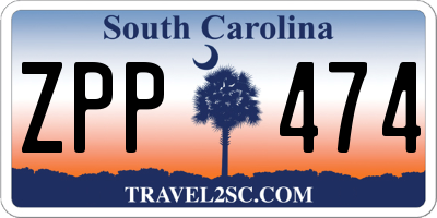 SC license plate ZPP474