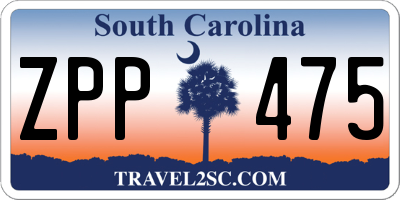 SC license plate ZPP475