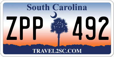 SC license plate ZPP492