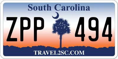SC license plate ZPP494