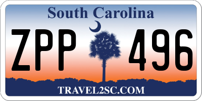 SC license plate ZPP496