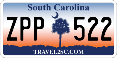 SC license plate ZPP522