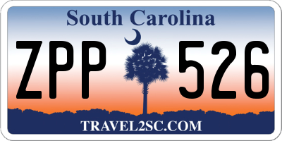 SC license plate ZPP526