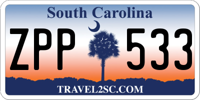 SC license plate ZPP533