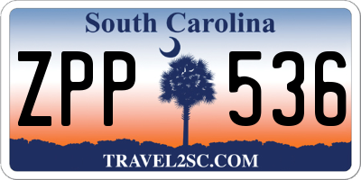 SC license plate ZPP536