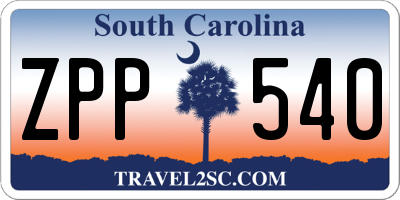 SC license plate ZPP540