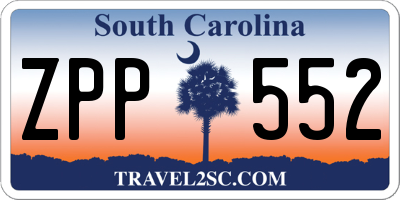 SC license plate ZPP552