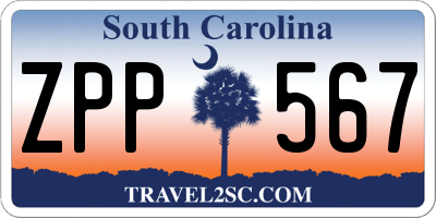 SC license plate ZPP567