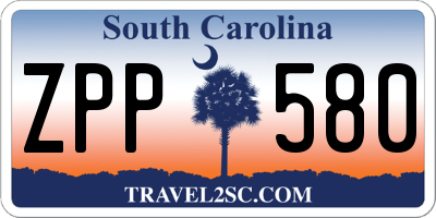 SC license plate ZPP580