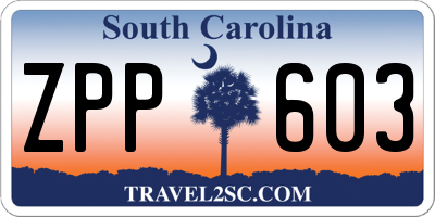 SC license plate ZPP603