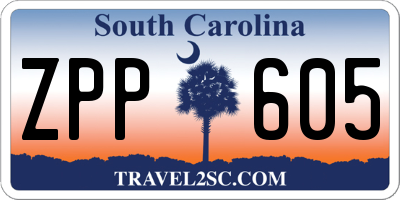 SC license plate ZPP605