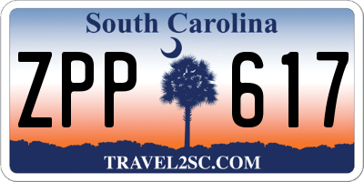 SC license plate ZPP617