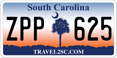SC license plate ZPP625