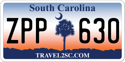 SC license plate ZPP630