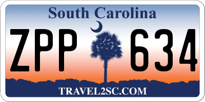 SC license plate ZPP634