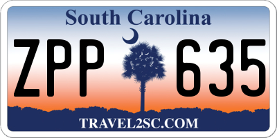 SC license plate ZPP635