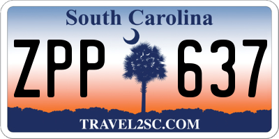 SC license plate ZPP637