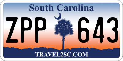 SC license plate ZPP643
