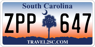 SC license plate ZPP647