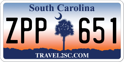 SC license plate ZPP651