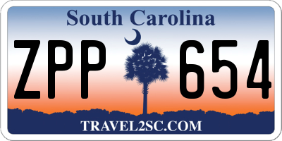 SC license plate ZPP654